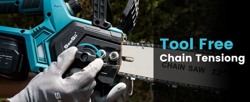 Seesii Chainsaw Cordless 12/16-inch, Electric HandHeld Chain Saw, 12/16-in Portable Chainsaw Battery Powered Saws for Trees Wood Cutting, 2 x 4.0Ah Battery and Charger Included CS16   #TikTokShopBlackFriday