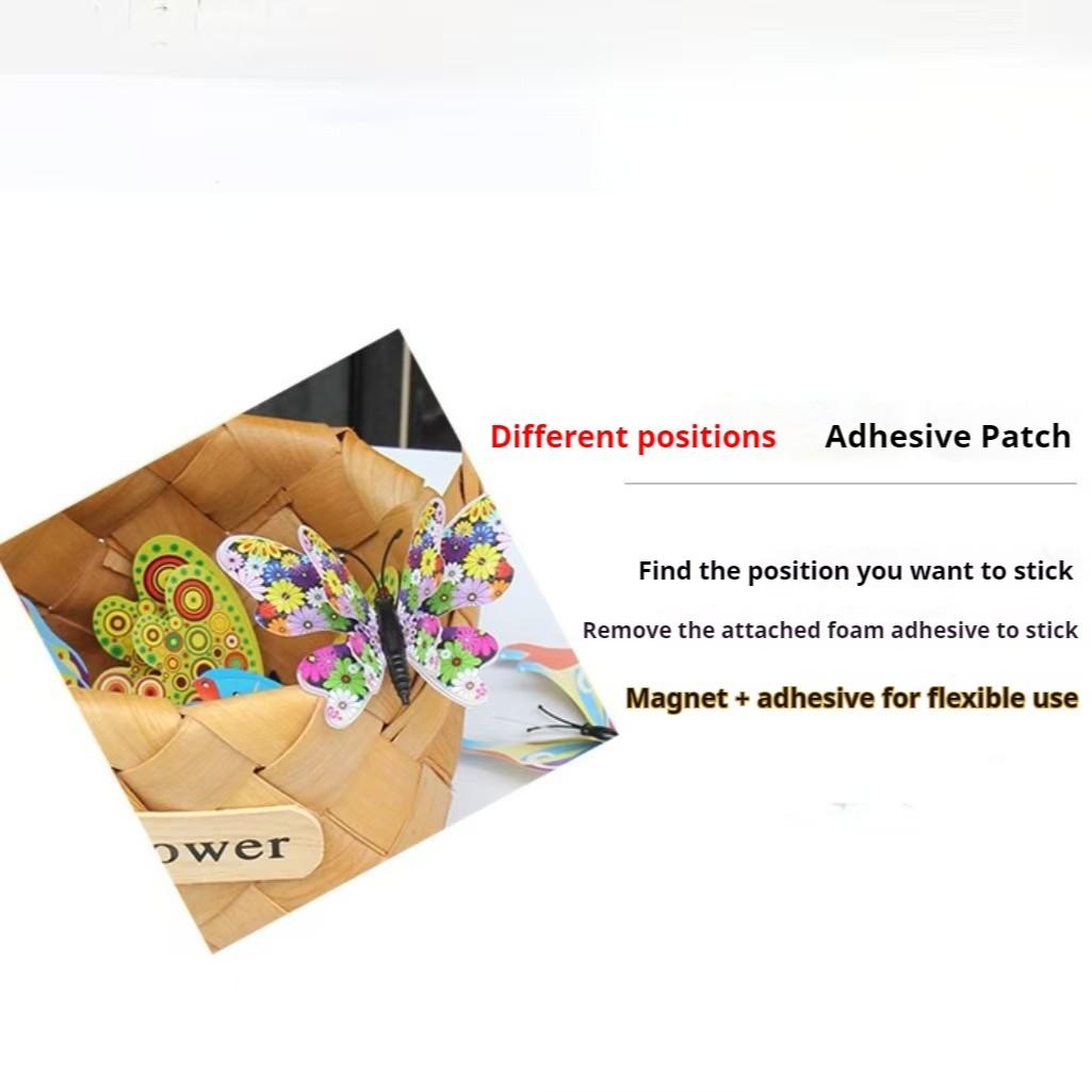 3D Realistic Plastic Butterfly Wall Stickers Set of 12, Living Room Decorative Wall Decals, Creative Refrigerator Magnets