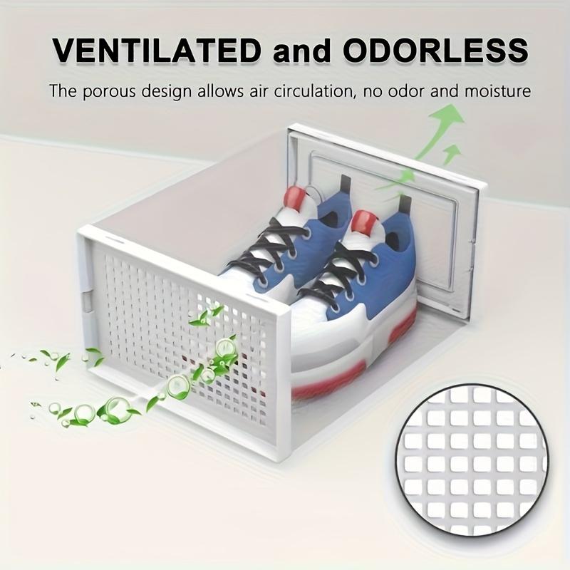 6/15/24pcs thickened transparent shoe box with lid, foldable and stackable shoe rack for free combination, plastic sneaker container, space-saving storage, Stackable Shoe Boxes