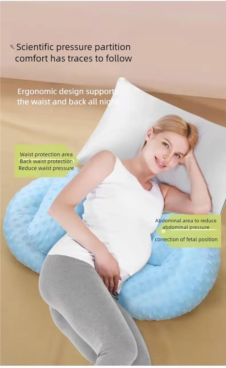 2pc Pregnancy Pillow for Waist, Back & Abdomen Support, Ergonomic Side & Stomach Sleeper, Adjustable Soft Polyester Maternity Pillow