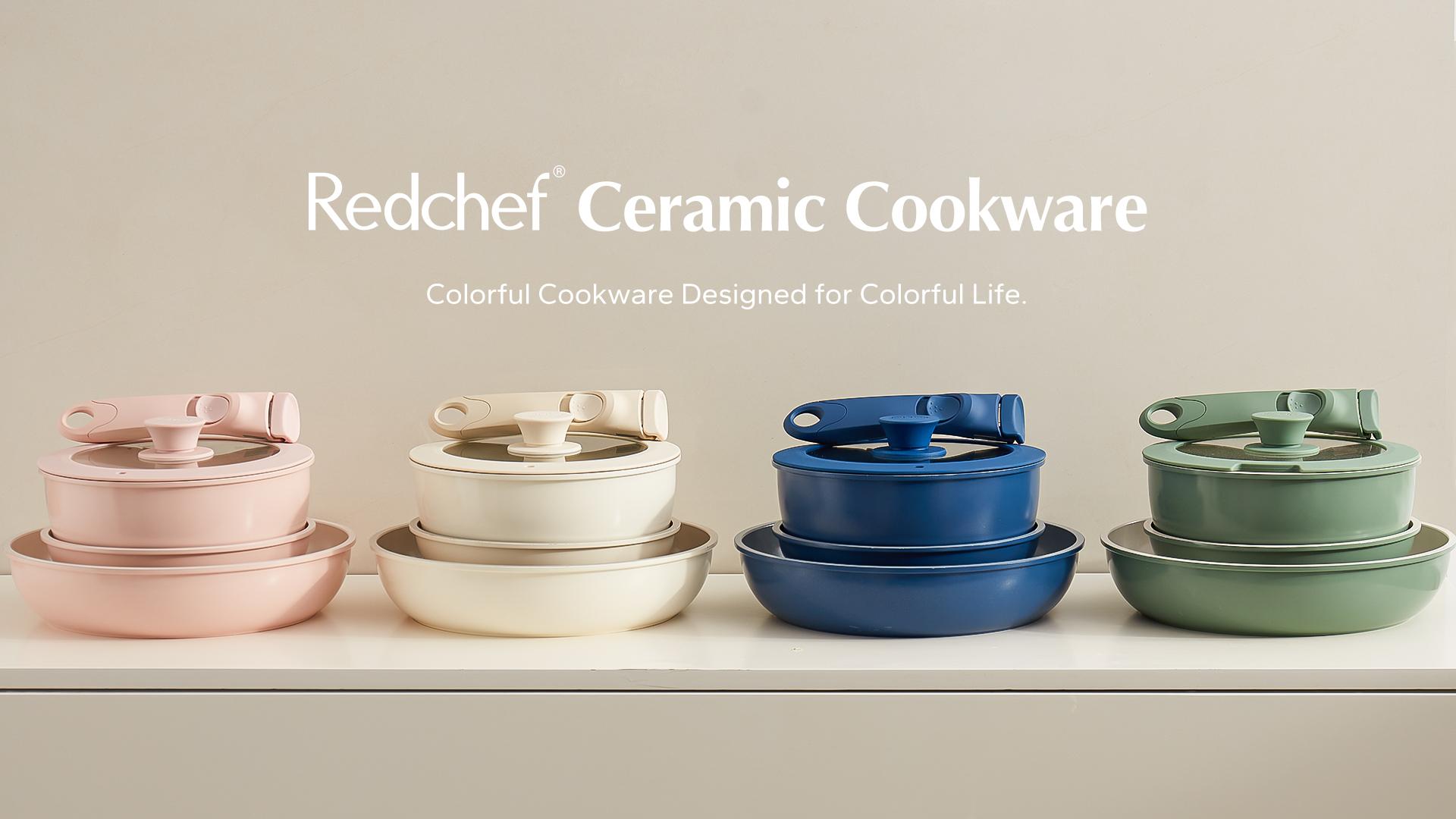 【New Year Sale】Redchef Removable Handle Pots And Pans Non Stick, Ceramic Cookware Set, RV Cookware Set, Non Toxic Pots And Pans Set No PFAS & PTFE & PFOA, Detachable Pots And Pans, Dishwasher & Oven Safe