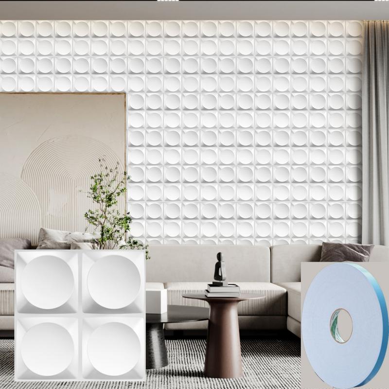 20/30pcs 3D Textured PVC Wall Panels, Waterproof & Moisture-Proof, Easy Install with Adhesive Tape - Modern Abstract Design for Stylish Home Decor, 11.8 x 11.8 inch, Waterproof Wall Panels