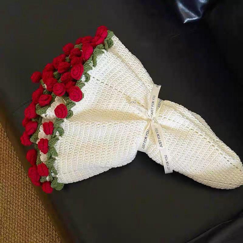 Rose hand-woven blanket, pure handmade blanket, can be turned into a bouquet of roses blanket,a gift for the object, mother, elders, a special gift-MM