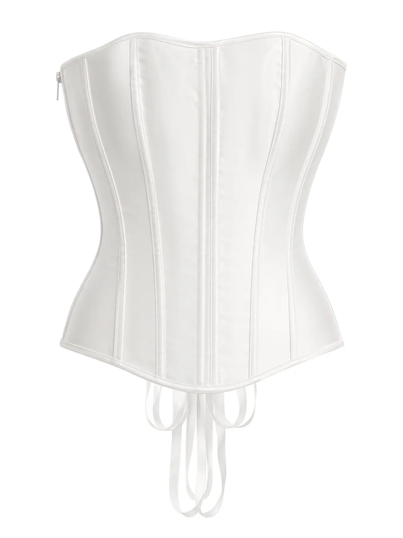 Pure Satin Bustier Shapewear, Side Zipper Back Tie Waist Cincher, Bridal Lingerie, Photo Shoot, Date Night, Slimming Outerwear
