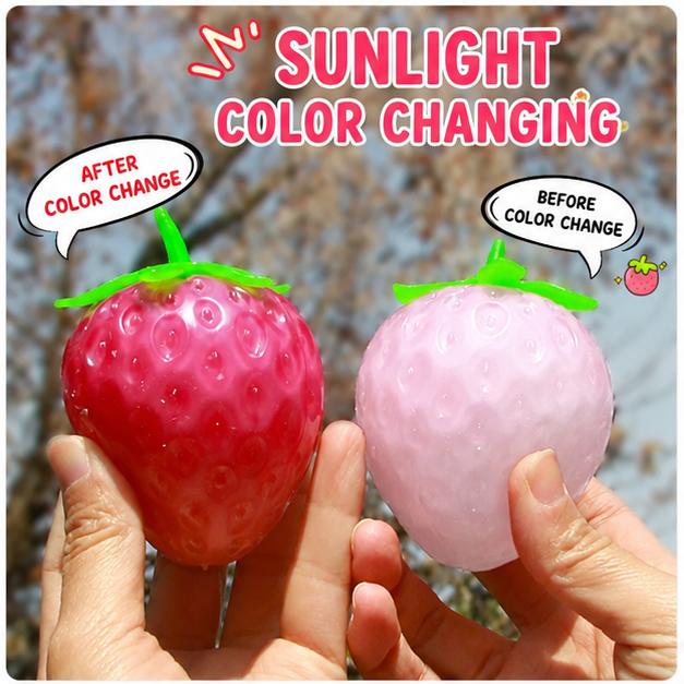 Extra Large Color Changing Strawberry Squishy Stress Ball - Squishies Fidget Toy for Adults & Ages 6+, Safe Non-Toxic Material for Stress Relief & Sensory Play