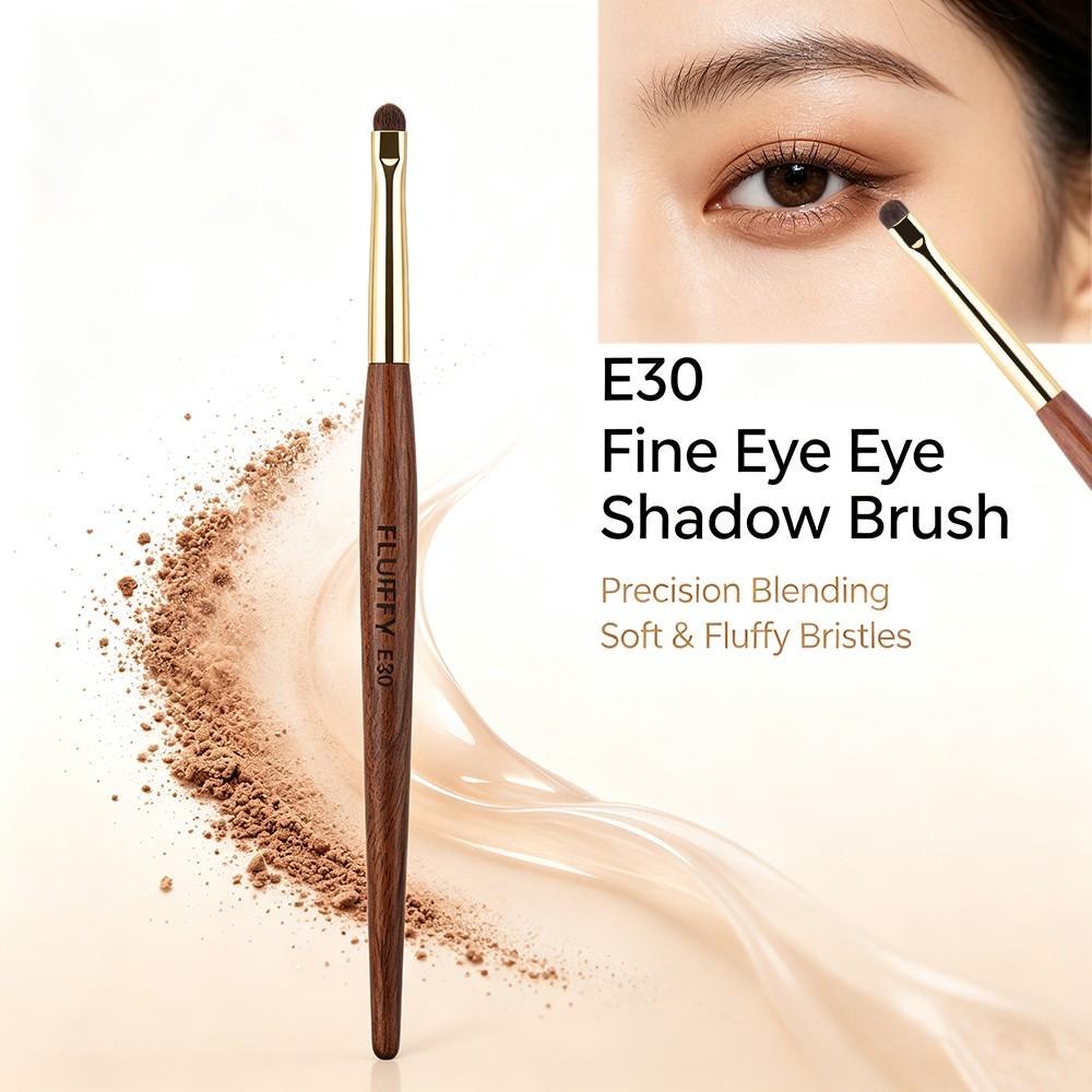 E30 Horse Hair Fine Eye Shadow Brush, Small Eyeshadow Eyeliner Brush, Handmade Rosewood Copper Pipe, Makeup Brush for Eye Puffiness Details, Cosmetic Brushes