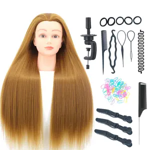 Mannequin Head Model Hair Styling Doll, Human Body Beautician Practice Dummy, DIY Hairstyle Set with Table Clip & Headband, Hair Accessories, Wig Tool