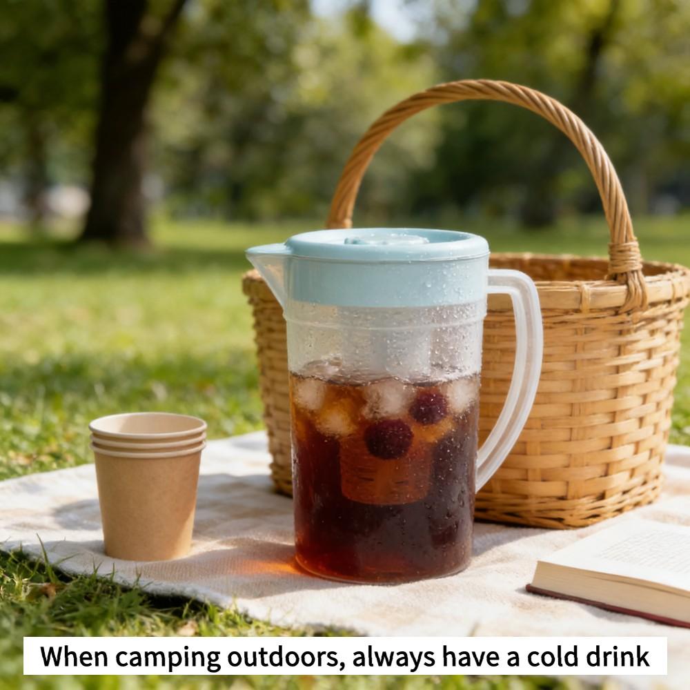 1PC Large Capacity 2000ML Leak-Proof Water Jug with Tea Strainer, Portable Kitchen Refrigerator Bottle, Ideal for Parties and Outdoor Camping