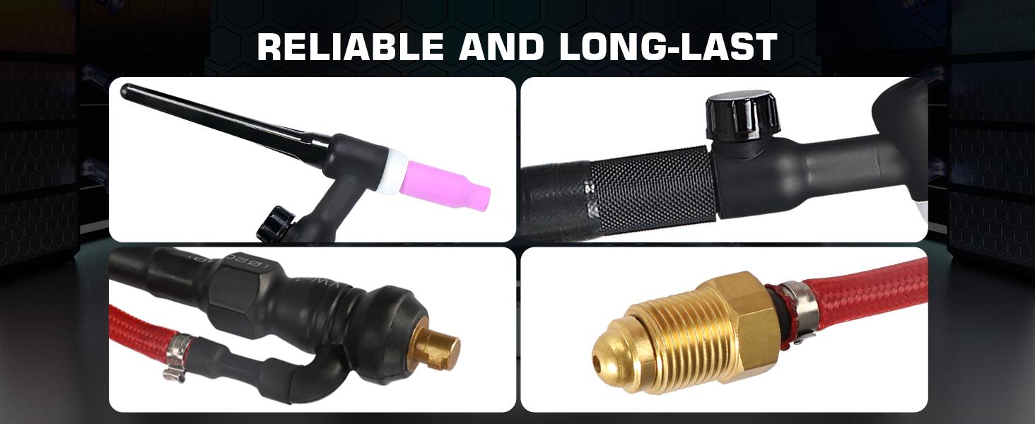 ARCCAPTAIN TIG Welding Gun, WP-17V Argon TIG Torch with 13-FT Red Air Hose and 10-25mm Connector, Lift Tig Torch 150amp with 13-FT Cable for ARCCAPTAIN ARC160 MIG130 lift tig