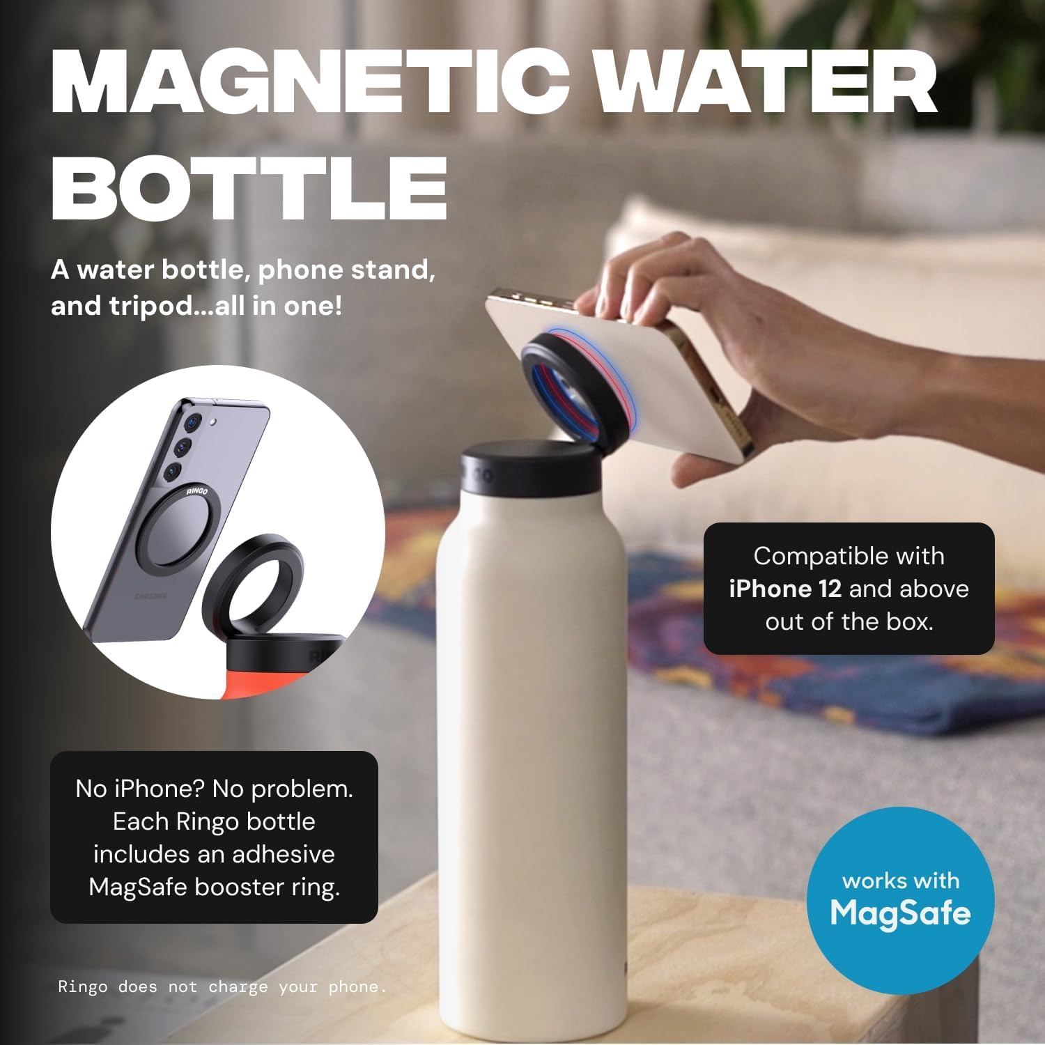 Stainless Steel Insulated Sports Water Bottle, 24oz Large Capacity Leak-Proof Design, Outdoor Adventure Compatible with Magsafe, Insulated Travel Drinkware, Leakproof Insulated Tumbler, Leakproof Insulated Container