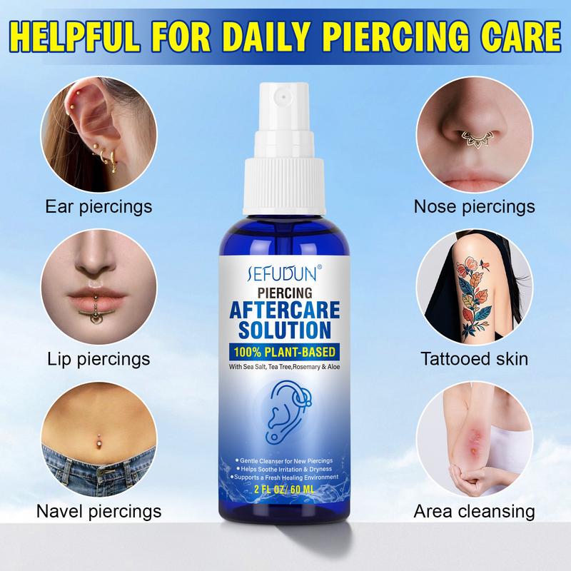 Sefudun Piercing Care Spray 60ml | Saline Spray for Piercings | Ear Piercing Cleaning Spray | Saline Spray for Piercings | Removal of Ear, Abdominal, and Nose Piercings and Keloids Sefudun Piercing Care Spray 60ml | Saline Spray for Piercings | Ear Piercing Cleaning Spray | Saline Spray for Piercings | Removal of Ear, Abdominal, and Nose Piercings and Keloids
