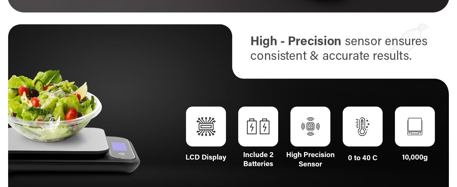 Food, Weighs, Scales, Food Scales messaures in Grams and Ounces with 0.01oz/1g Precise, Waterproof for Baking & Meal Prep with LCD Display (1g/10kg)