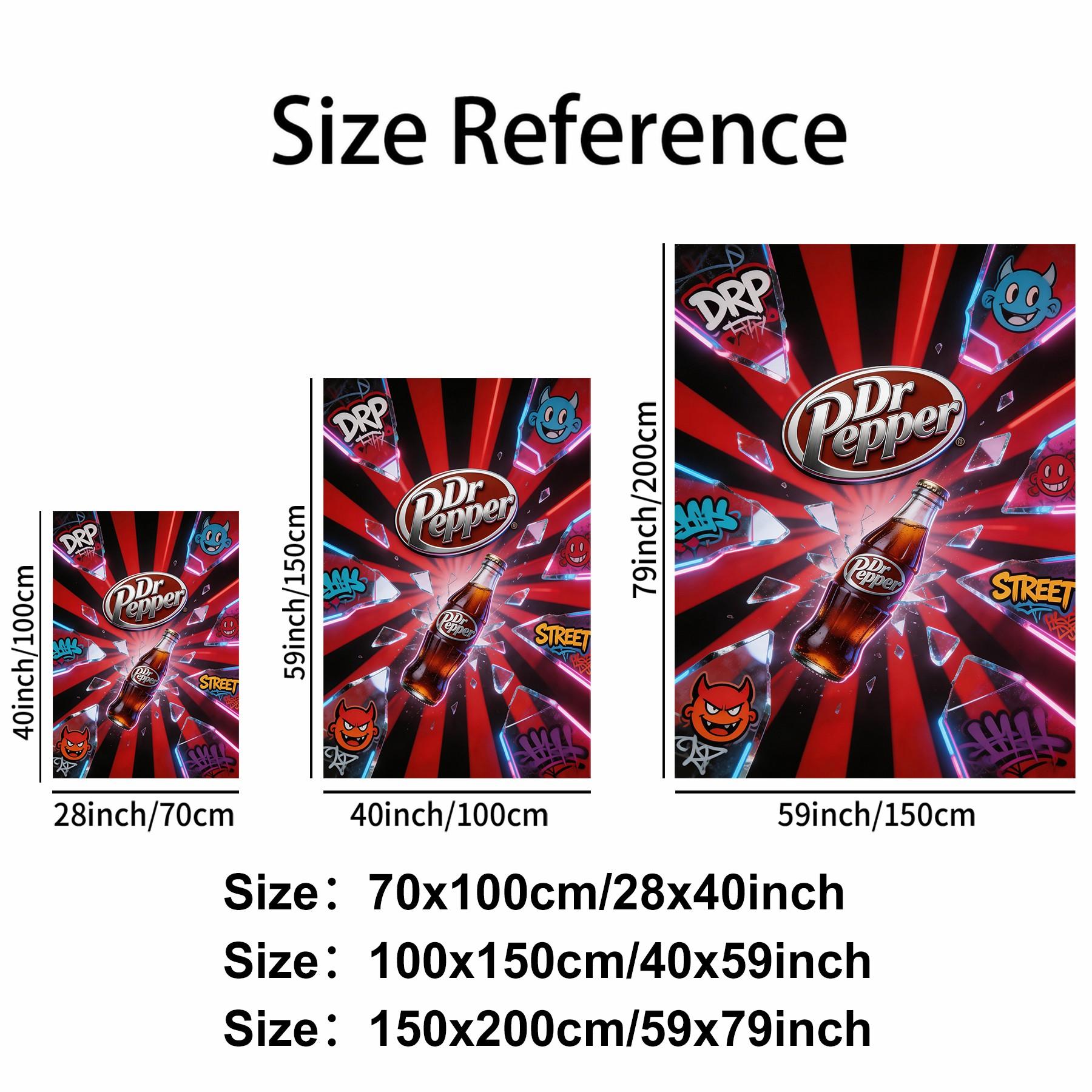 Dr Pepper Street Style Flannel Throw Blanket, Streetwear Soda Graffiti Blanket, Multiple Sizes Available for Various Scenarios, Foldable for Easy Storage, Ideal for Camping and Short Trips, Ideal Gift for Friend