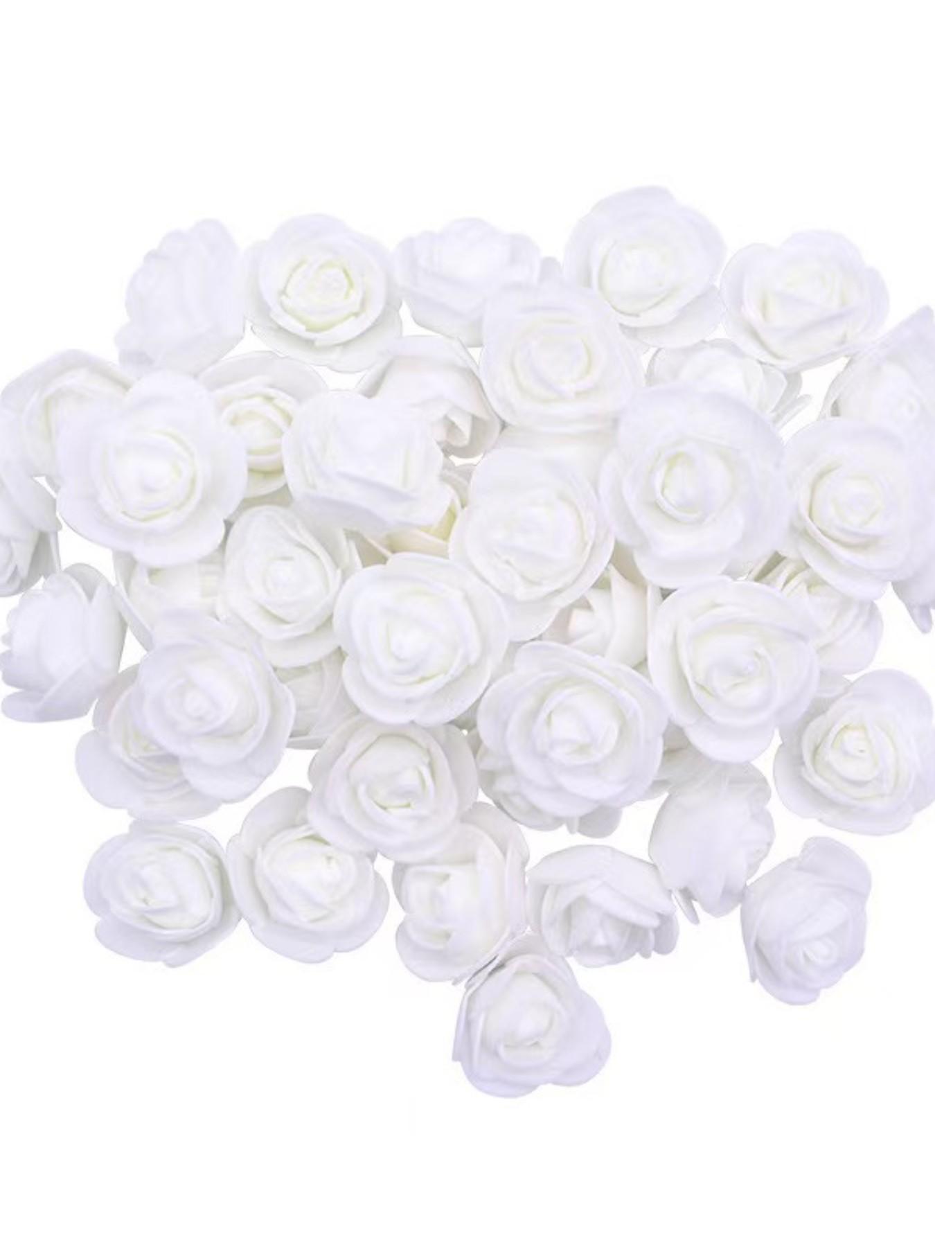 100pcs Pe Rose Foam Flower Heads, Wedding Party Decoration Accessories, Artificial Fake Flowers for Candy Boxes, Realistic Foam Flowers