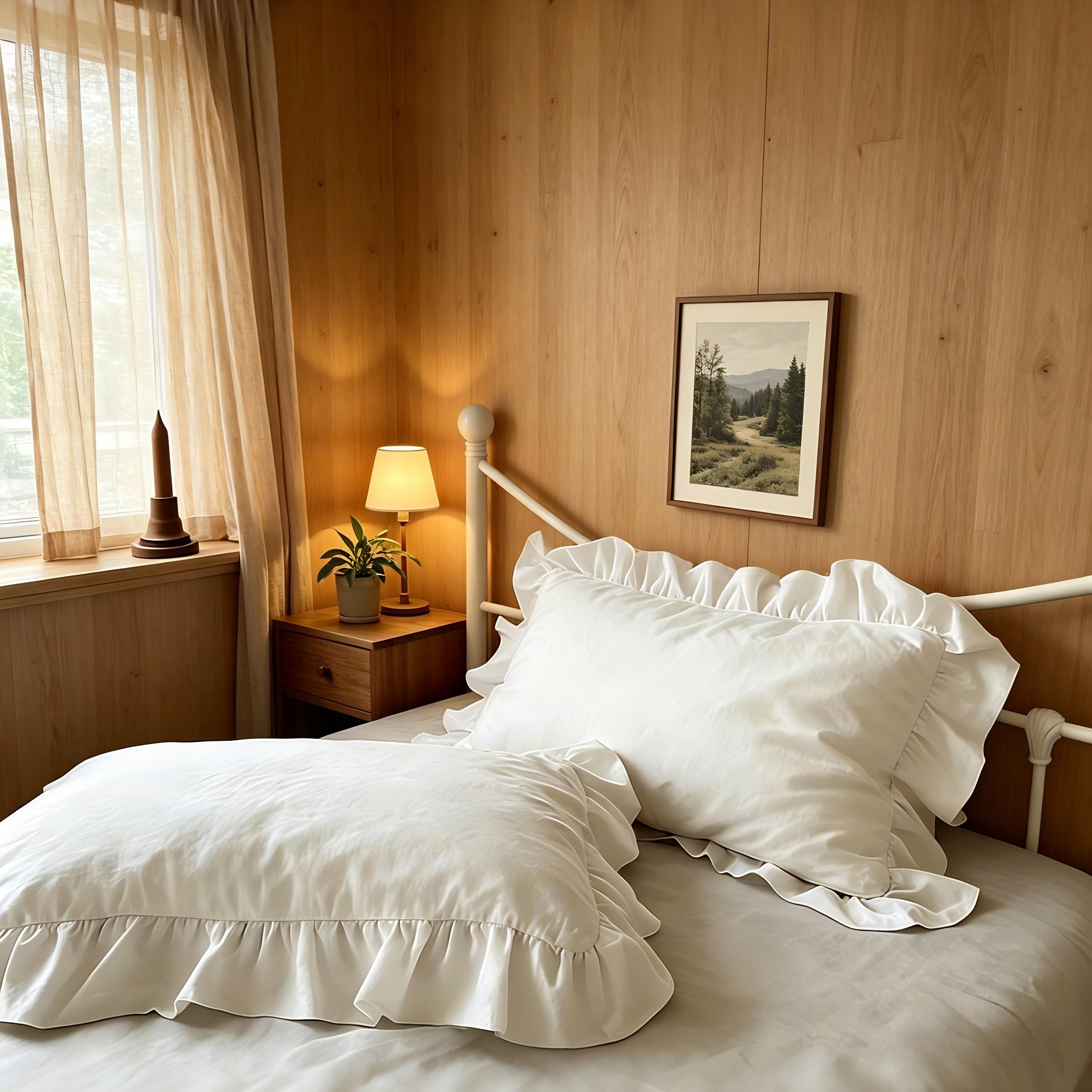 2 Pcs Ruffle Pillowcases, No Filler, Soft Microfiber Pillow Cases with Frilly Trim, Shabby Chic Decorative Pillow Covers for Bedroom,Year-Round Use,Cool Bed Accessories,Home Bedroom-Ideal Gift