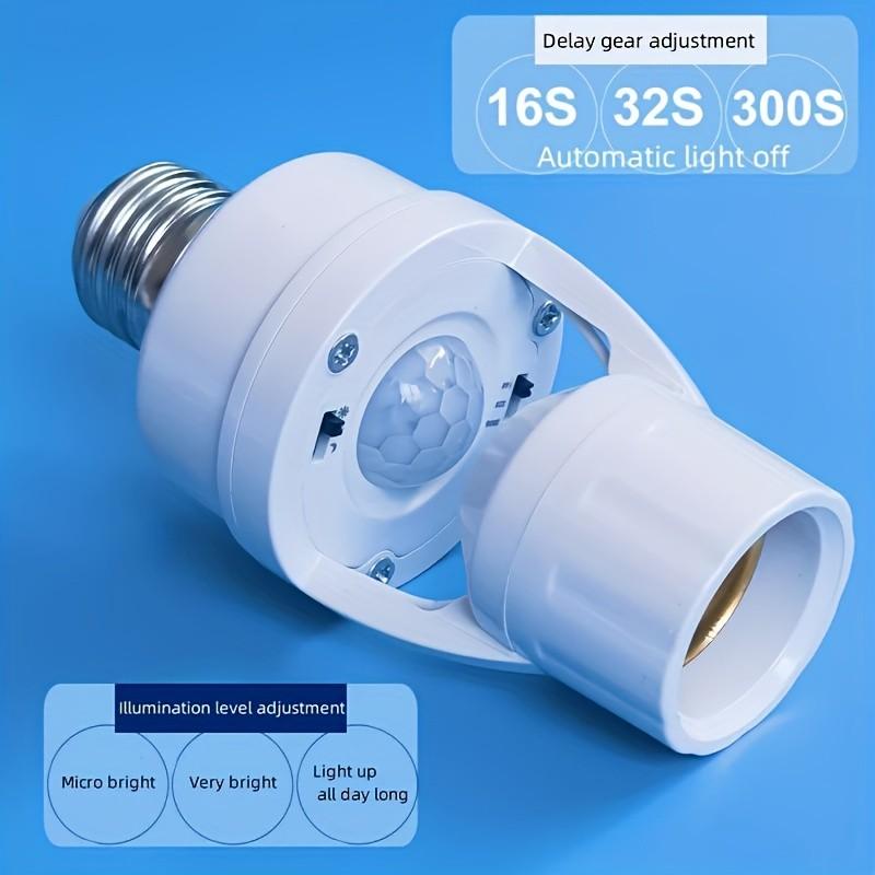 Human Body Infrared Sensor Light Universal Socket, Install the Sensor Lamp Holder, Adjustable Switch, 85-265v Wide Voltage Range Motion Sensor, Suitable for Various E27 Bulbs, Smart Home Lighting, Easy to Install