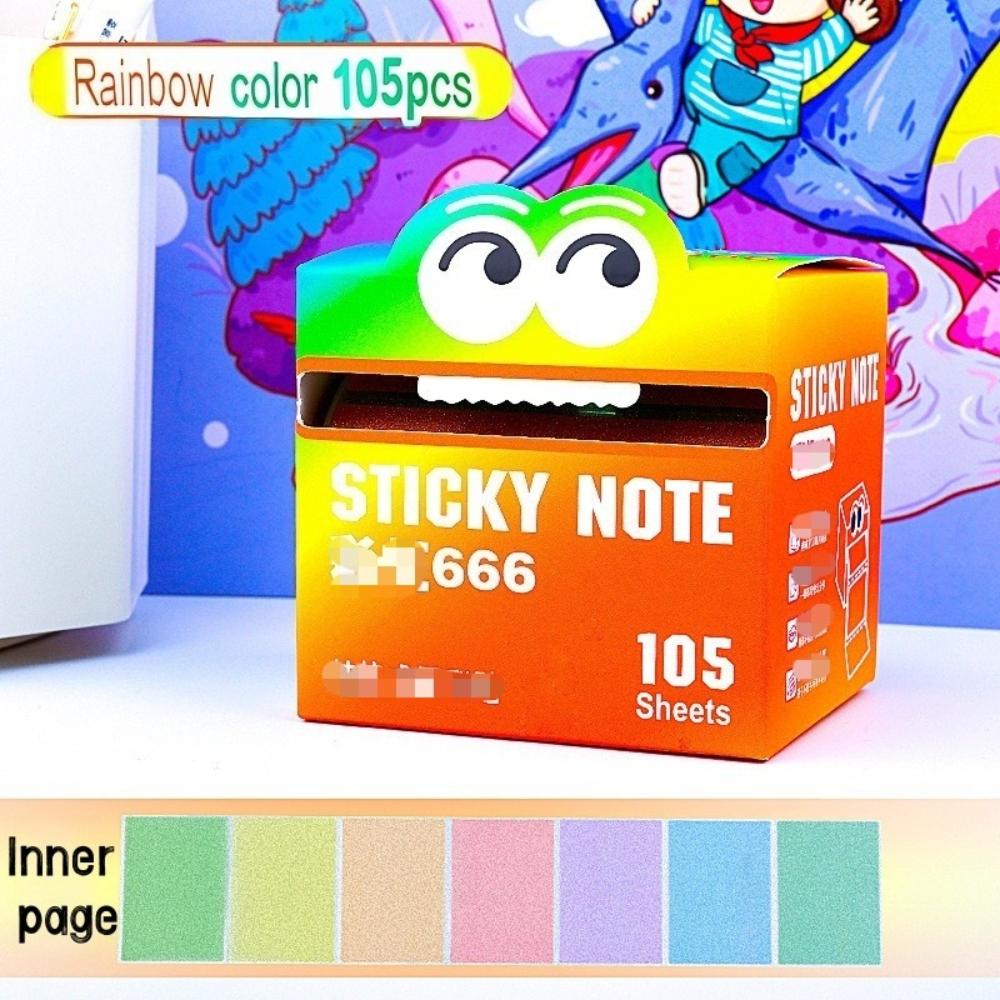 105pcs Rainbow Dopamine color matching pearlescent waterproof post-it notes, pull-out design and easy to use self-adhesive post-it, which is the first choice for colorful and interesting stationery gifts in families, schools and offices.