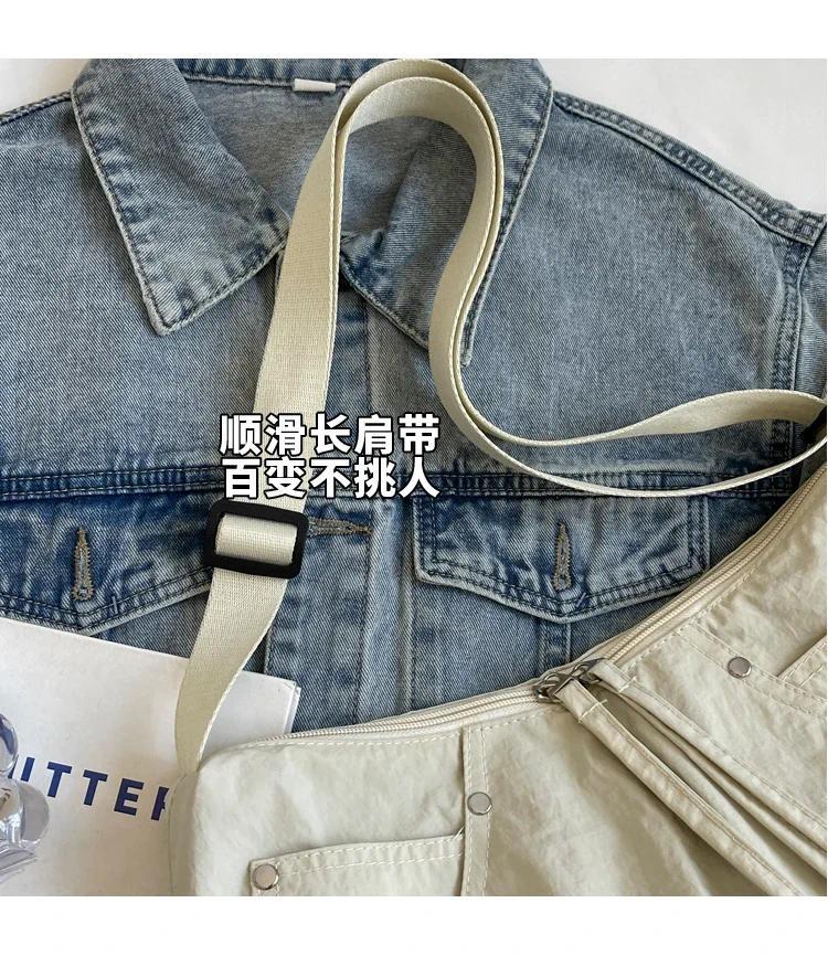 Zipper Solid Nylon Women's Handbags 2026 High Quality Sewing Thread Bags for Women Casual Interior Compartment Crossbody Bags