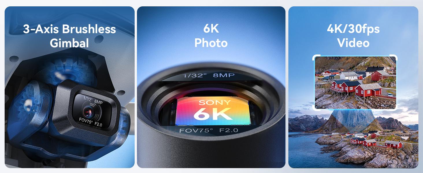 Ruko F11PRO 2 Drone plegable with 6K Camera for Adults, 4K/30fps Video, 3-Axis Gimbal Stabilization, 70-Min Flight Time with 2 Batteries, 10000ft FPV Transmission Professional Drone, Auto Return, Beginner Mode