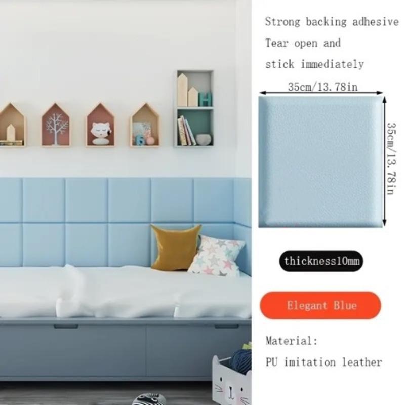 Self-adhesive 3D relief bumper soft wall panel, peel and stick, removable, soundproofing, safety protection, high-end leather wallpaper, for home decoration, bedroom, living room background, kitchen, 13.78inx13.78in