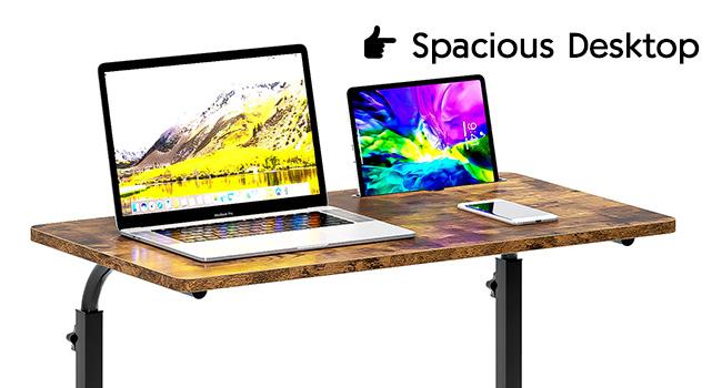 Rolling Laptop Desk w/ Wheels - Adjustable Stand Up Desk for Bed/Couch/Office by SogesPower (31.5")