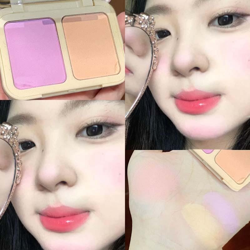 ✨ 2-in-1 Blush Palette with Mirror 🪞 Cheek Makeup Duo Dual Color Cheek & Eyeshadow｜Lightweight Natural Look & Long-Lasting Matte Blur Effect 🕑 Natural Flush for All Skin Tones 🌸 Perfect Christmas Gift & Unisex Makeup Must-Have！