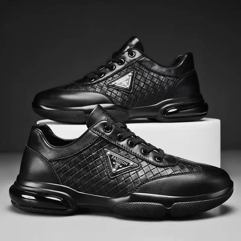 Spring new men's casual leather shoes, trendy shoes, fashionable and versatile trendy leather sneakers