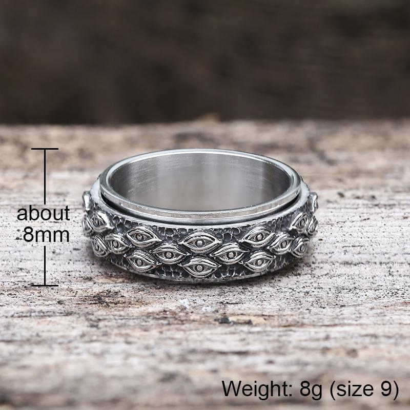 GTHIC Evil Eye Spinner Ring for Men Women Rotating Jewelry Stainless Steel Mother's Day Gifts