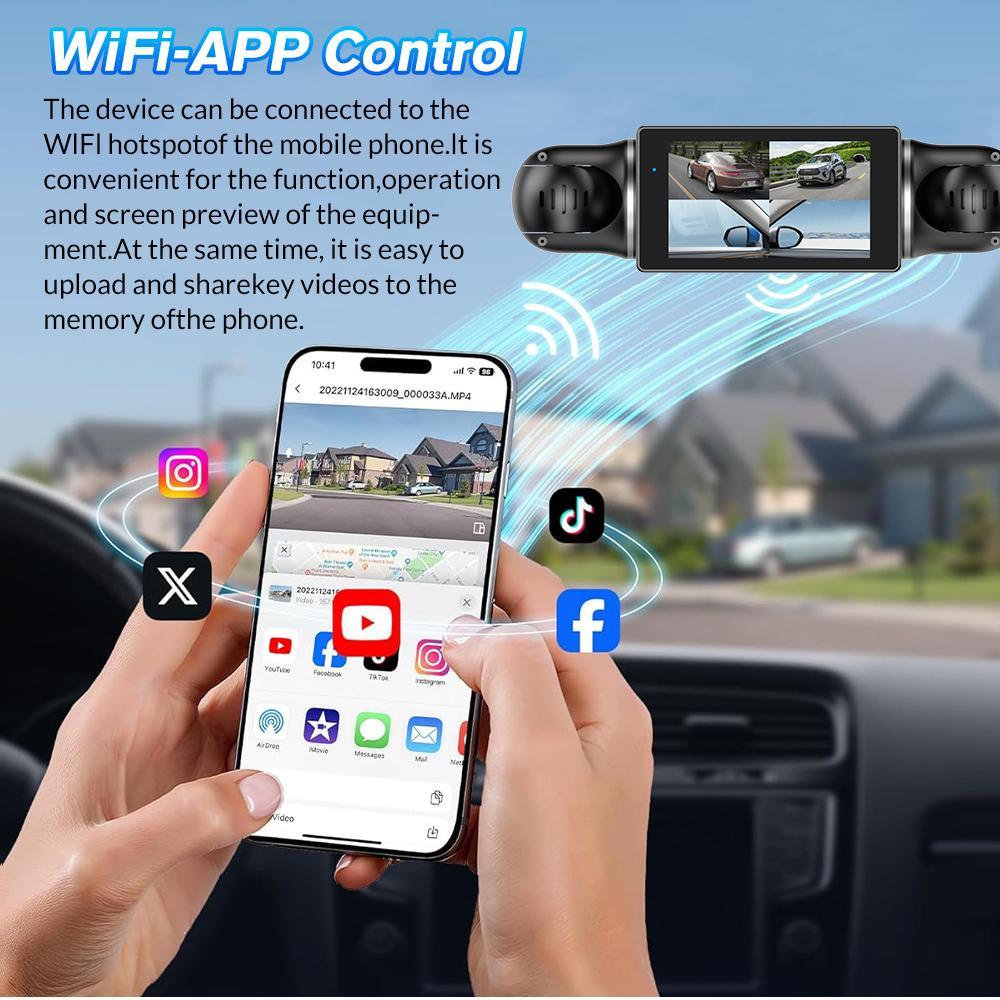 3/4 Lens Channel Dash Cam 1080P HD Ultimate Safety Dash Cam Set, 1080P Front and 720P Full Coverage Front, Rear, Left, and Right, Quad-Split Screen Display, HD Night Vision, WDR, G-Sensor, Loop Recording - Car Accessories/Car Dash
