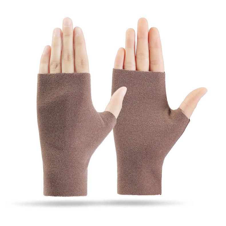 De Rong Half Palm Gloves, Fall Winter Thin Warm Gloves, Unisex Elastic Driving Typing Touch Screen, Student Learning Gloves