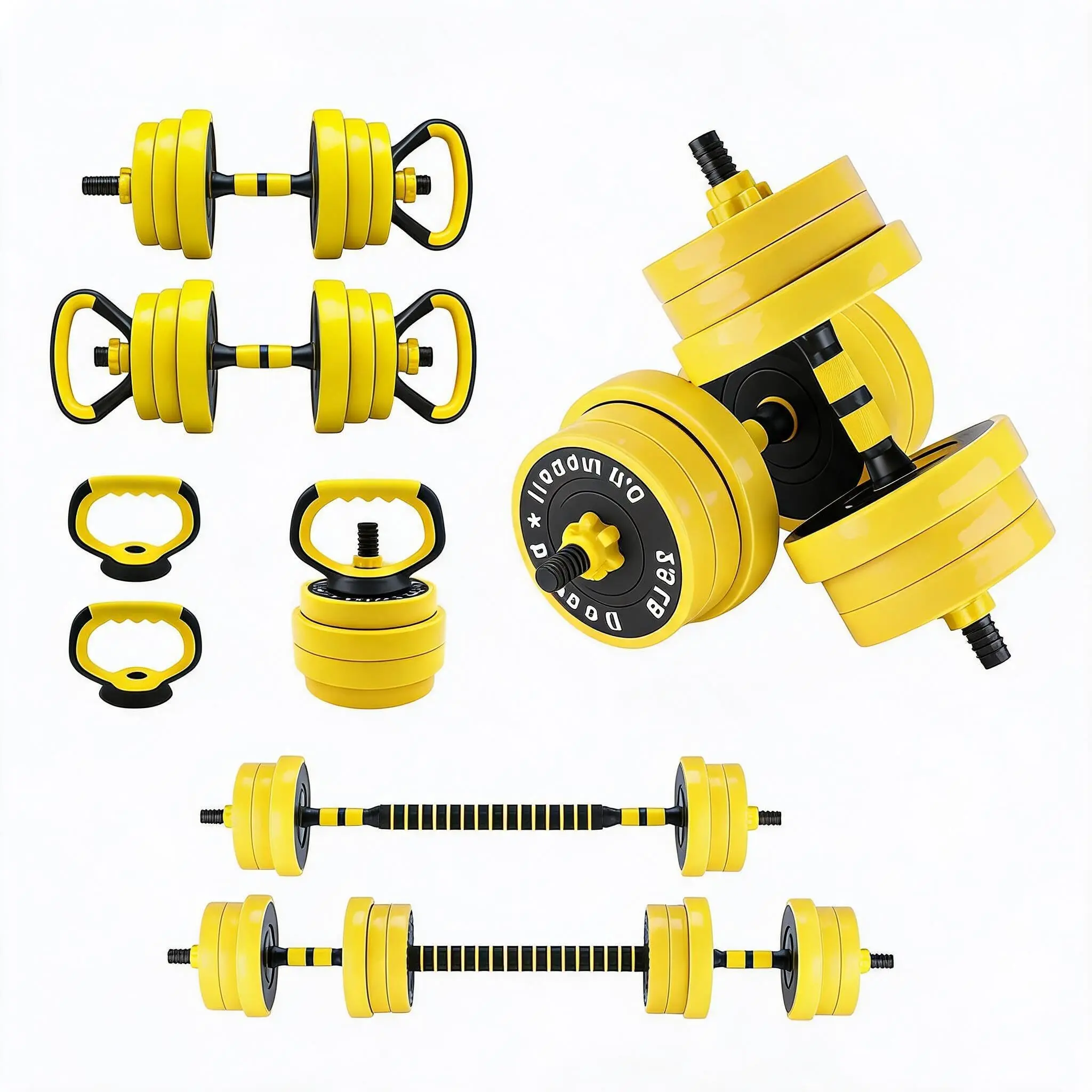 Garvee 44Lbs 4-in-1 Adjustable Weights Set,Barbell & Kettlebell Home Gym
