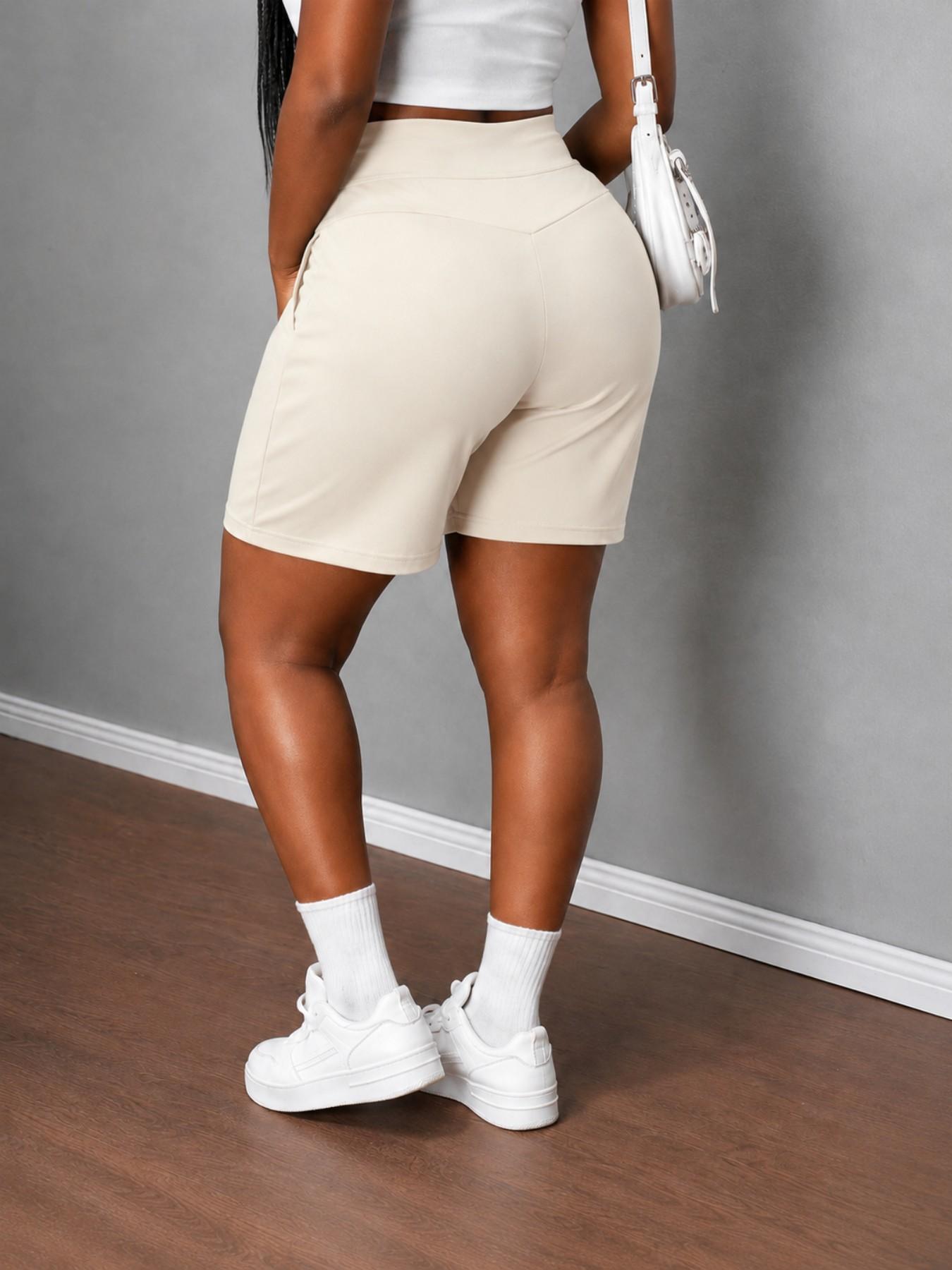 Women's Outdoor Gym Shorts, Elastic Waist Design, Comfortable Fashion Sportswear, Ideal for Daily Casual Wear and Active Lifestyle