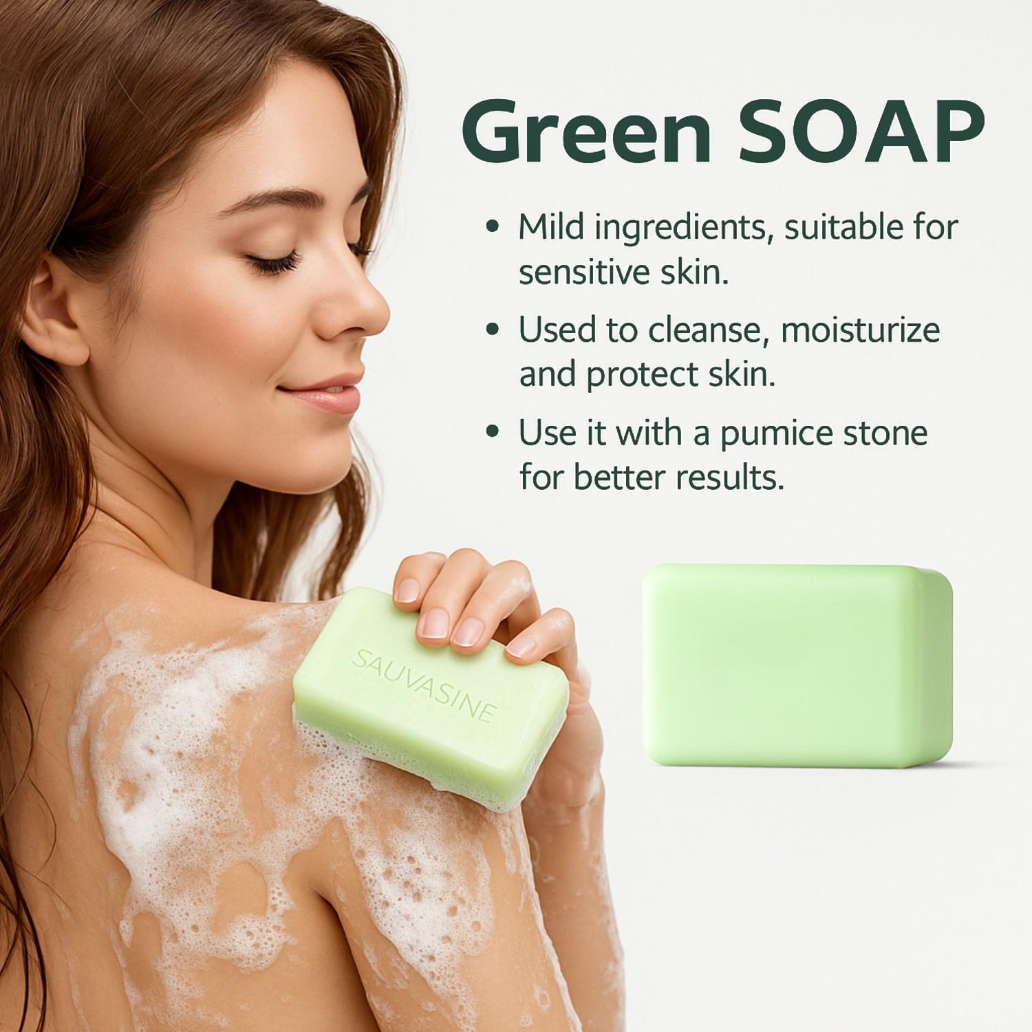 2PCS Tea Tree Leaf Soaps + Bath Sponge Set Tea Tree Soap Bar for Face & Body, Antifungal Soap with Tea Tree Oil, Antibacterial Bar Soap for Fungus, Ringworm, Acne
