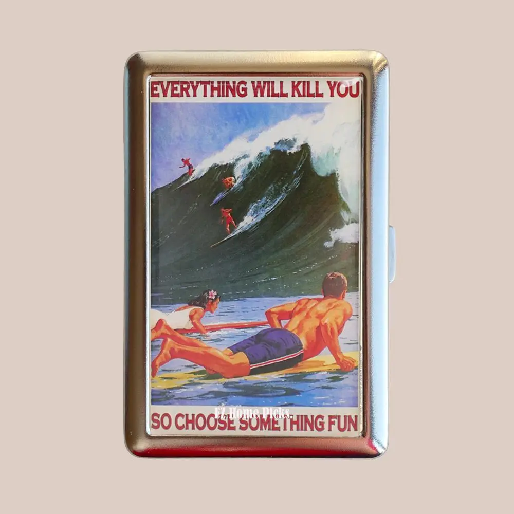 Vintage Art Deco Versatile Card & Cash/Cigarette Holder Case, Slim Metal Wallet for Women Men Credit ID Business Cards,storage box