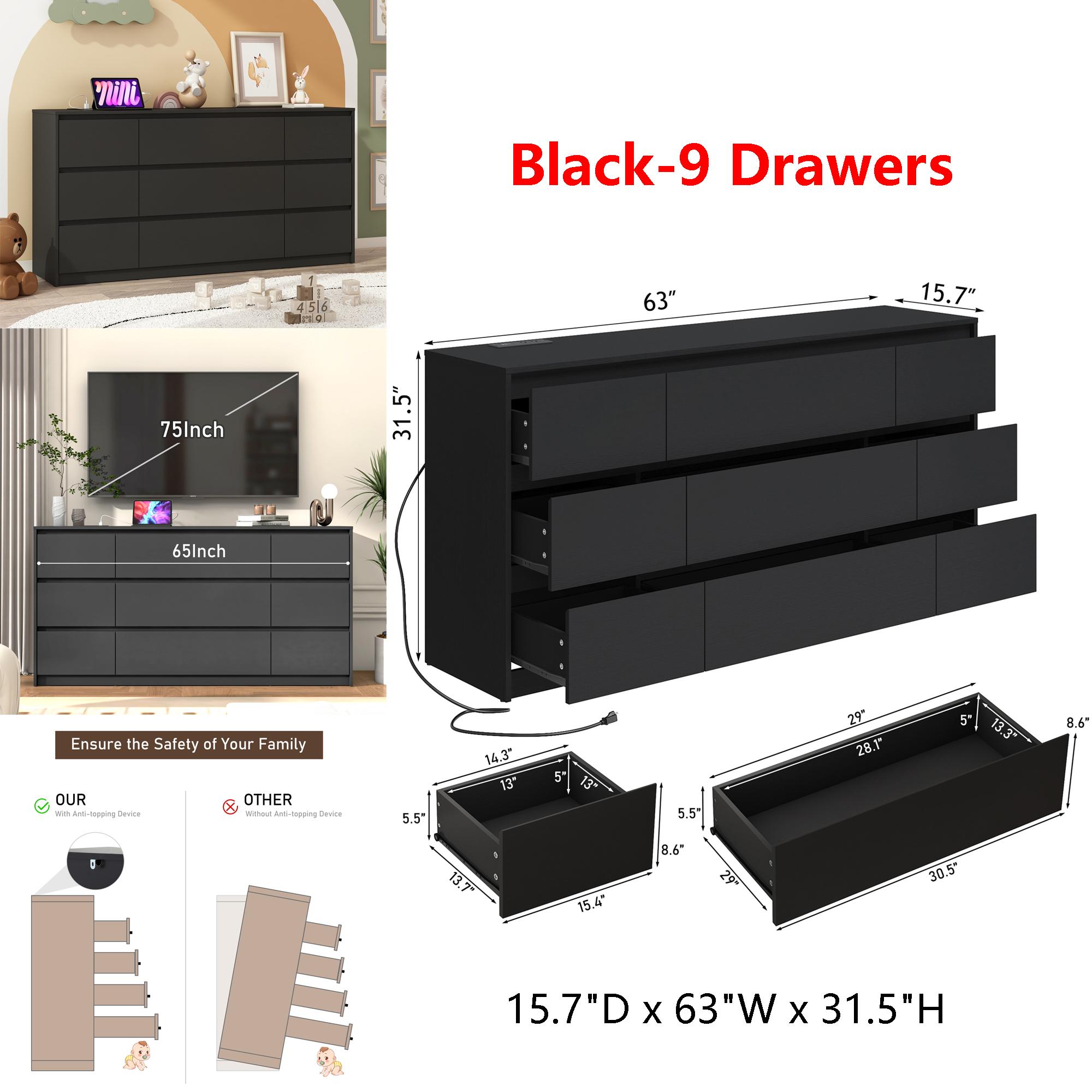 Dresser for Bedroom, Modern Dresser with Drawers, Large Wood Chest of Drawer Handle Free, Long Dresser for Bedroom, Living Room, Entryway, Hallway, White/Black Dresser for Bedroom, Modern Dresser with Drawers, Large Wood Chest of Drawer Handle Free, Long Dresser for Bedroom, Living Room, Entryway, Hallway, White/Black
