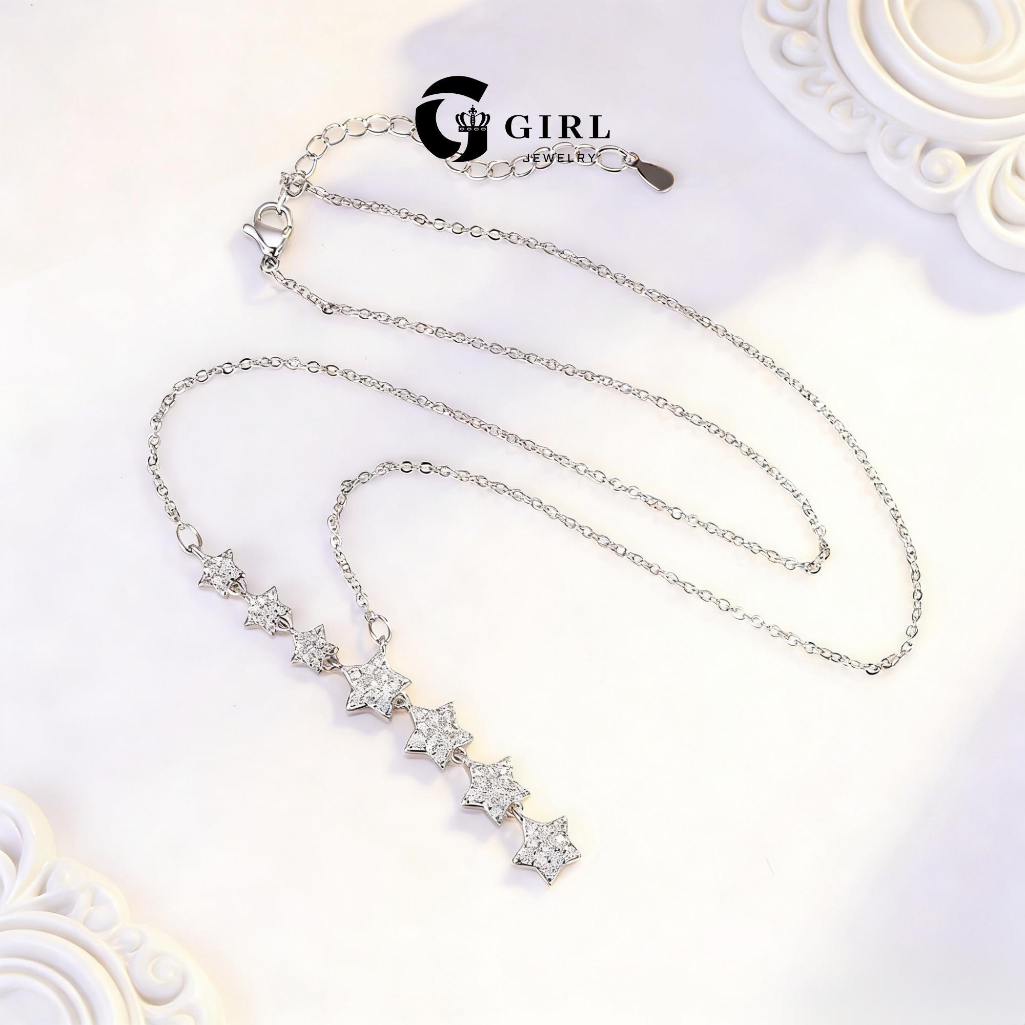GGIRL Women's 18K Gold-Plated Y-Shaped Choker Necklace, 7-Star Artificial Zircon, Hypoallergenic Shining Exquisite Costume Jewelry