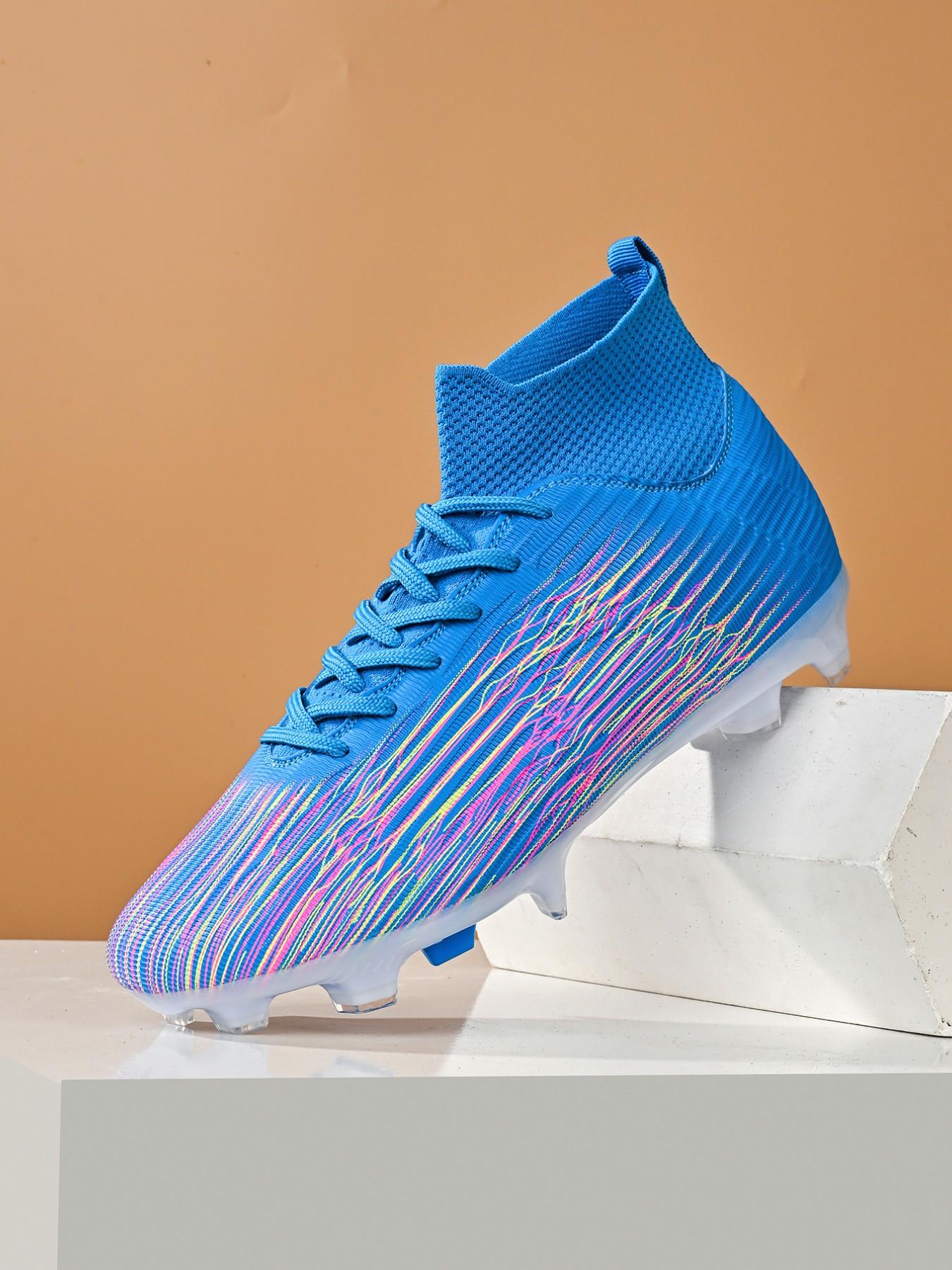 Men's High-Top Soccer Shoes, Football Cleats, Training Soccer Boots, Leather & Mesh, Breathable, Anti-Slip, Lightweight, Fashionable, Ideal for Training & Outdoor Activities