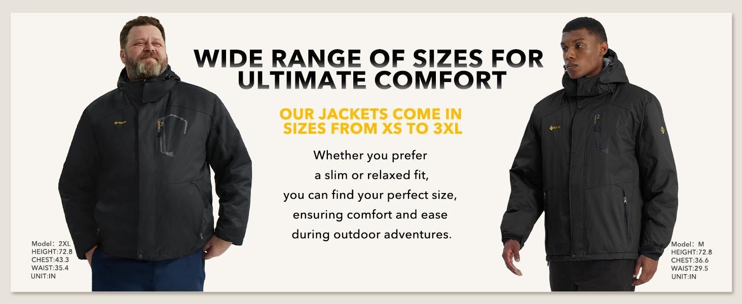 GEMYSE Men's Mountain Waterproof Ski Snow Jacket Winter Windproof Rain cold weather fleece lining Water Resistant solid