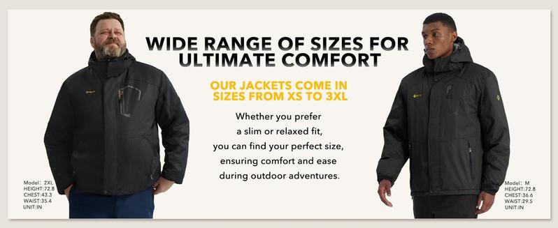 GEMYSE Men's Mountain Waterproof Ski Snow Jacket Winter Windproof Rain cold weather fleece lining Water Resistant solid