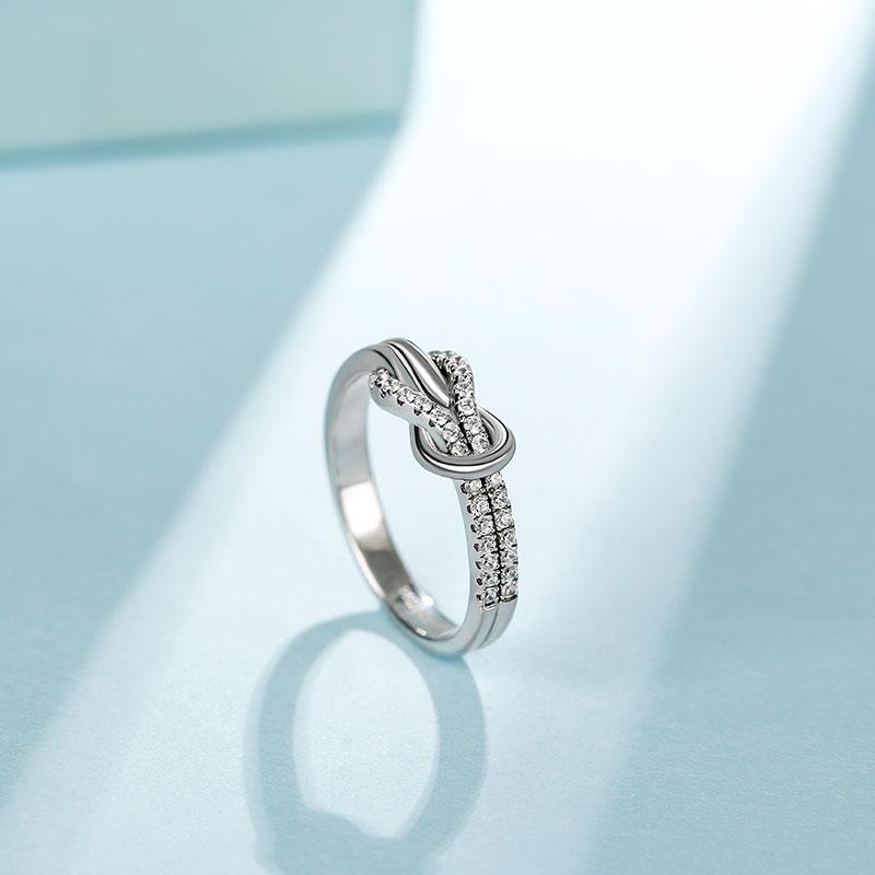 Jeulia Knot Design Sterling Silver Ring 925 Anniversary Birthday Daily Engagement Wedding Elegant Casual Rings for Her Women Girls with Jewelry Box wedding set