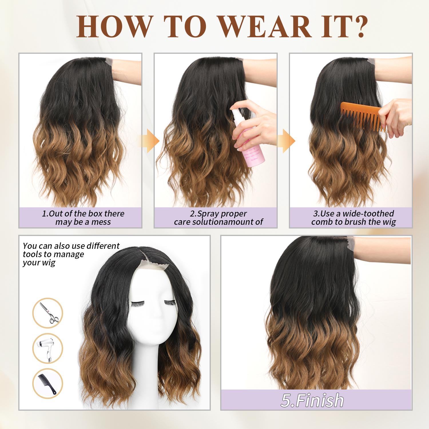 Brown Highlight Short Wavy Wig for Women Lace Hairline Bob Style Synthetic Heat Resistant - Natural Appearance for Everyday Hairstyle 14 Inch front vibes Brown Highlight Short Wavy Wig for Women Lace Hairline Bob Style Synthetic Heat Resistant - Natural Appearance for Everyday Hairstyle 14 Inch front vibes