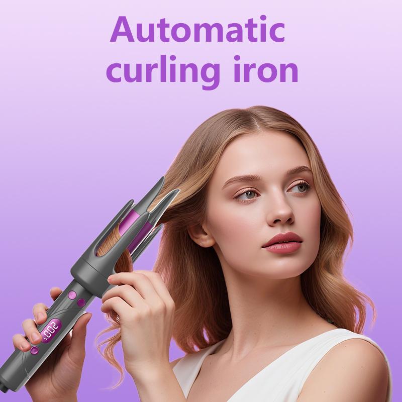 Fully automatic curling iron, lazy curling tool with LED Display, 140°F-200°F for all hair types, electric rotary curler, large curls, gentle on hair, 32mm comfortable curler