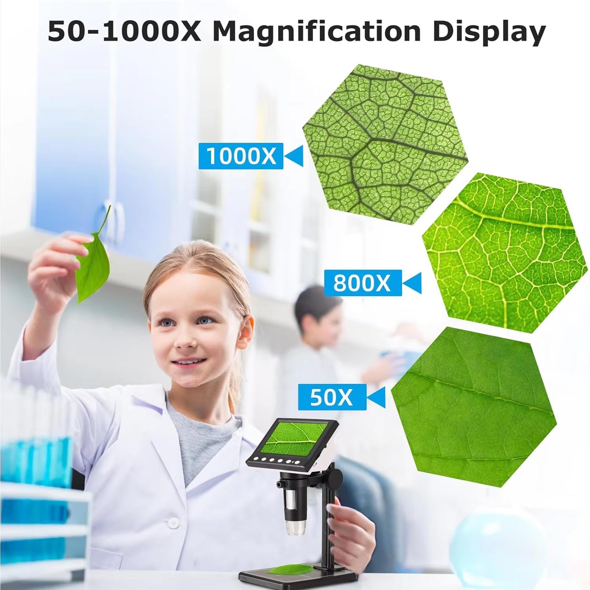1000X Wireless Digital Microscope 8 LED Lights Portable Handheld Microscope Camera with 32GB Card Compatible Android iOS for Circuit Board Repair Metal Detection Inspection Research Diagnosis Kit