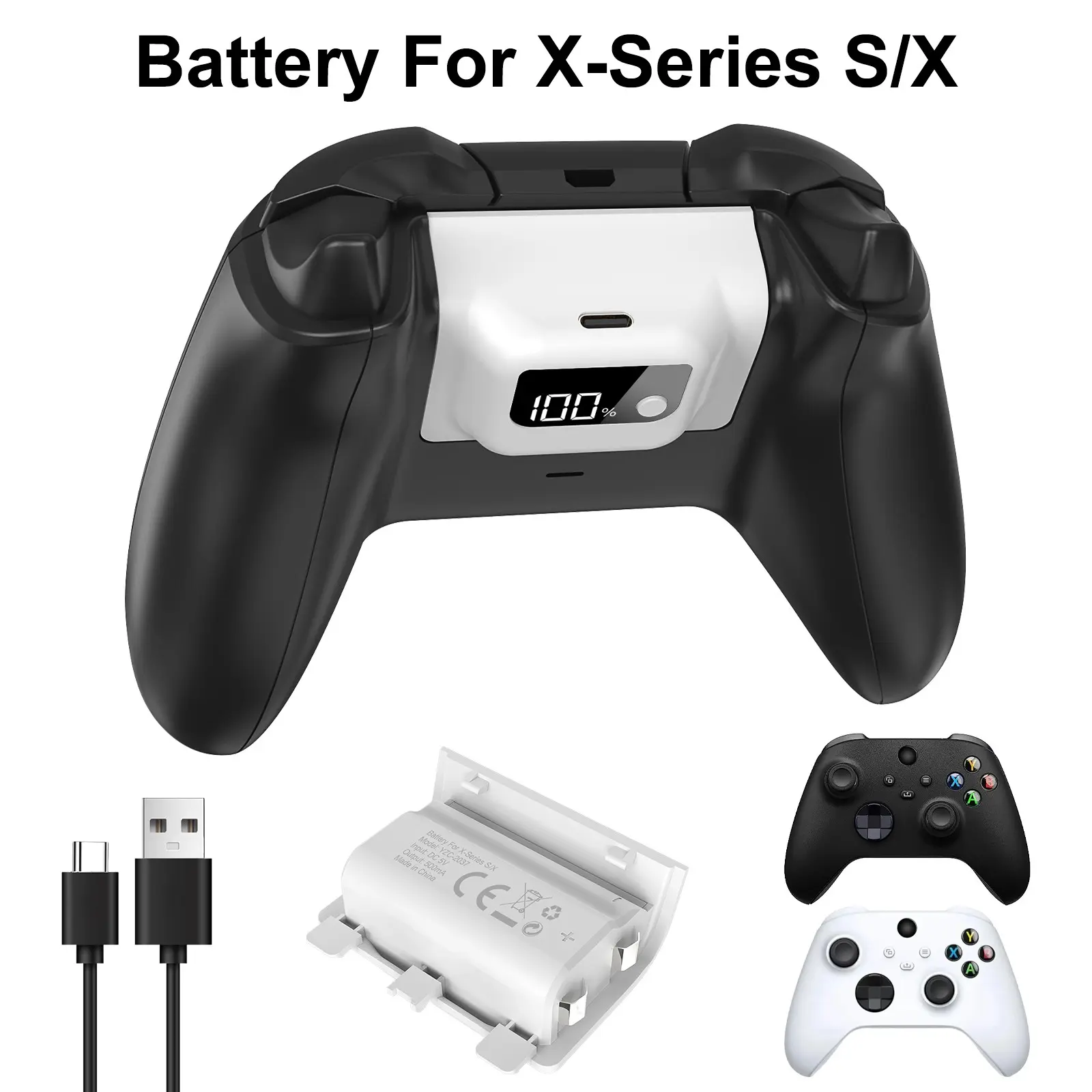 Rechargeable Battery for Xbox Series X/s Controller, Long Lasting 1200mah Capacity, LED Display, Enhance Gaming Experience, Game Console Accessories
