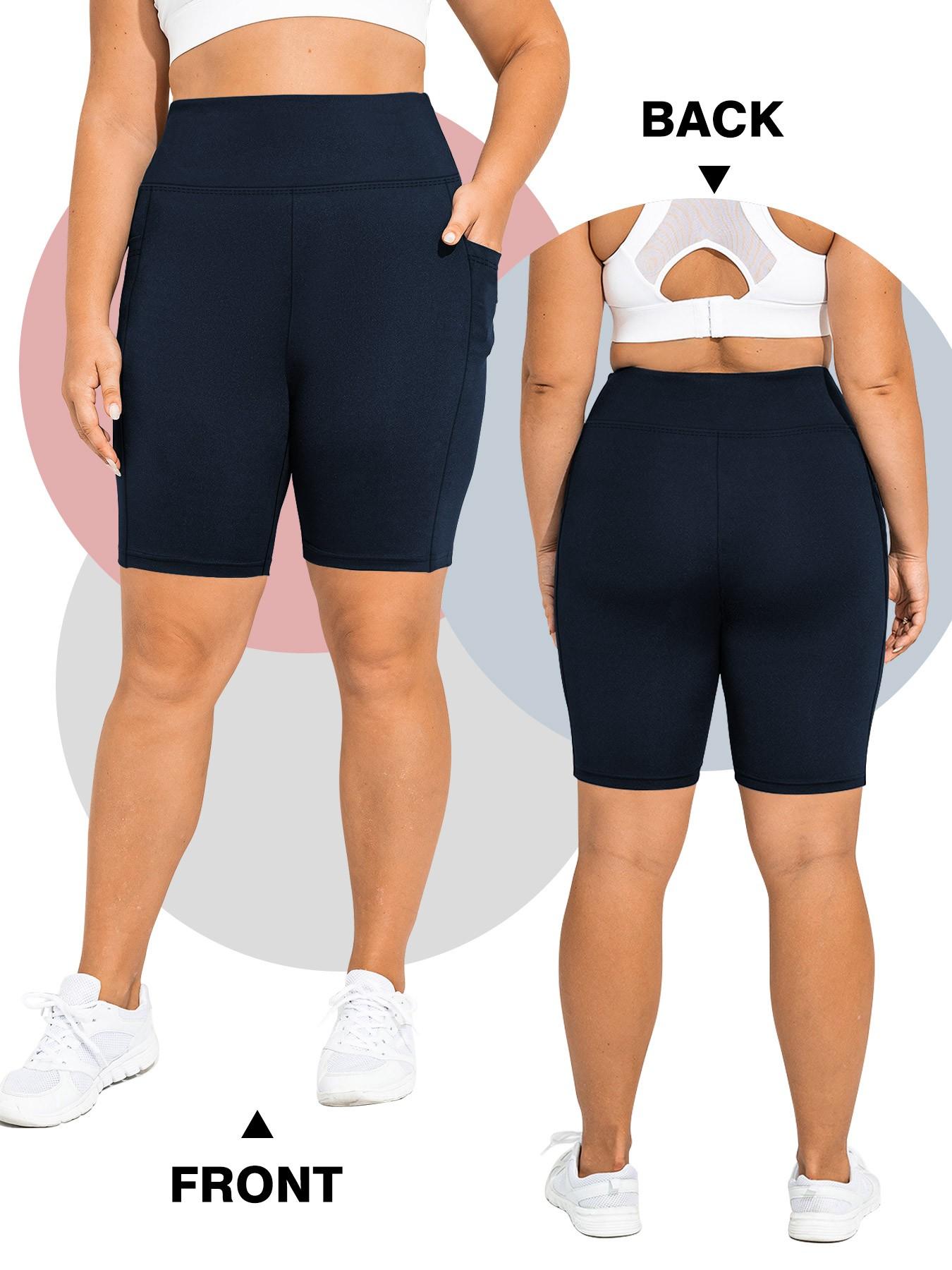 Women's High Waist Tight-Fitting Comfy Stretchy Shorts, Side Pockets, High Elasticity Abdominal Control, Casual Summer Shorts for Yoga Running, High Waisted Shorts