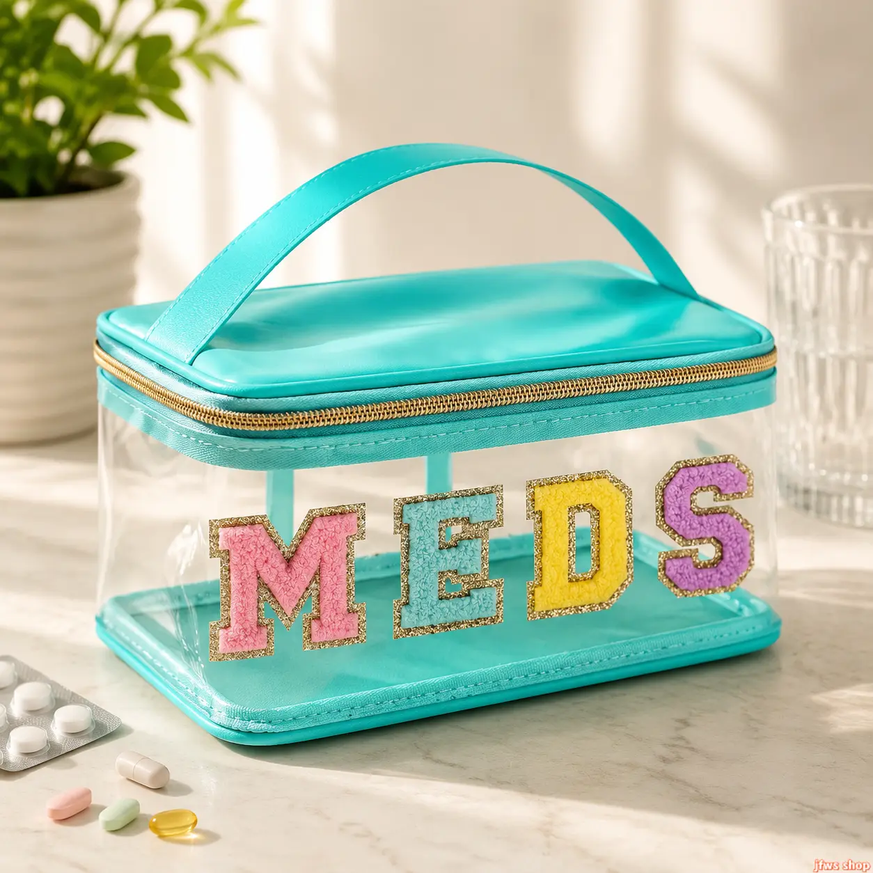 Translucent Rectangular Medical Kit Organizer Pouch, Waterproof Handle-Carry Travel Bag for Organizing Meds, Home & Emergency Supplies