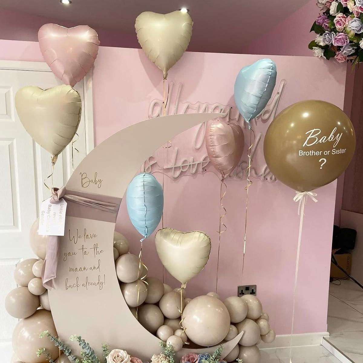 10 pink and blue colored heart-shaped aluminum foil balloons, measuring 45.72 centimeters - perfect for birthdays, baptisms, baby showers, anniversaries, housewarming, proposals, weddings, and bridal parties
