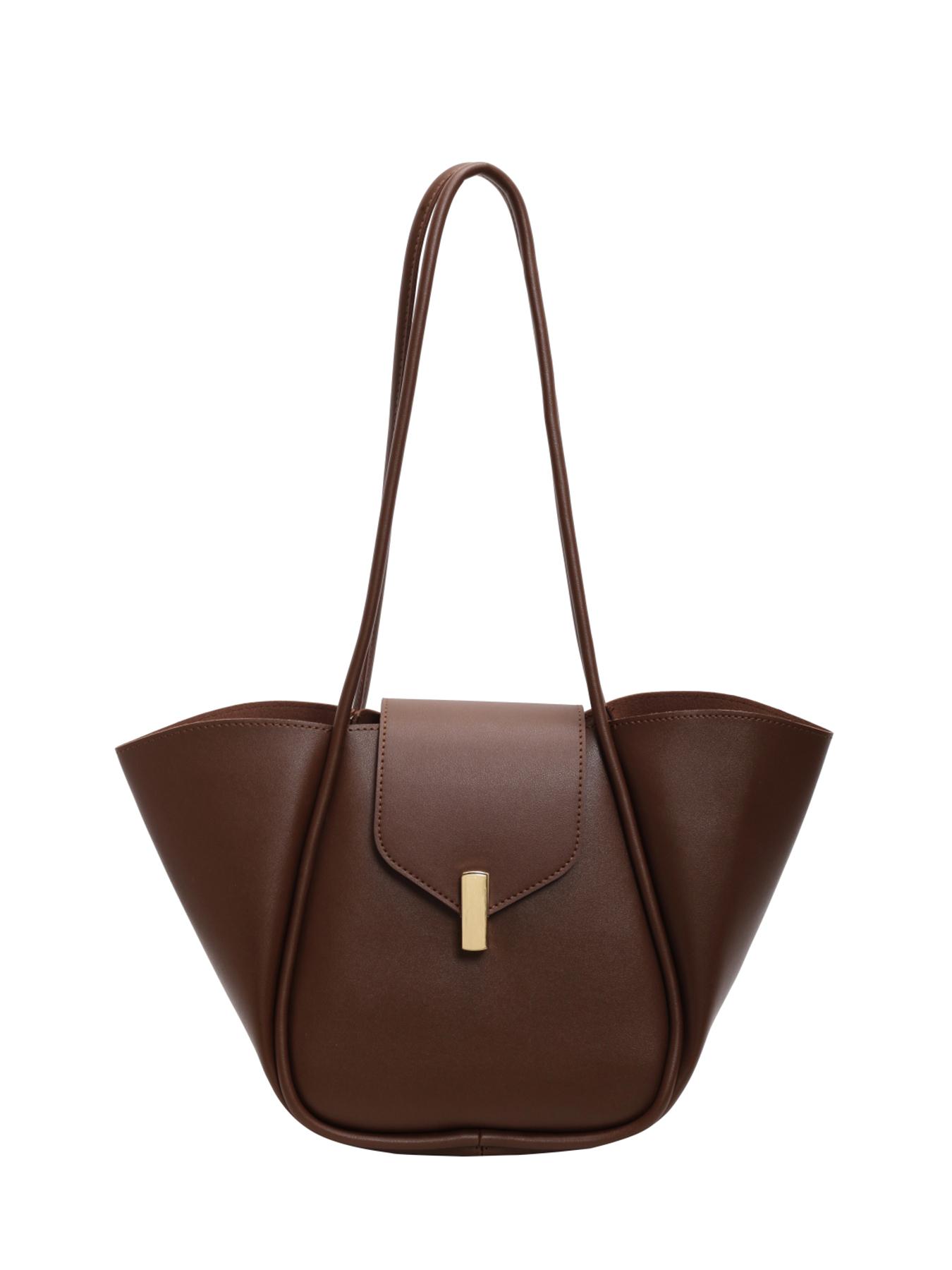 A niche and elegant shopping basket tote bag, a lock-button underarm bag, a simple solid color shoulder bag, a fashionable and textured shoulder commuter bag, a Casual Commuter Bag, suitable for daily matching, commuting and other scenarios