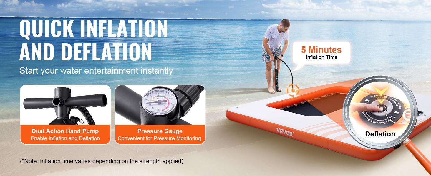 VEVOR Inflatable Floating Dock, 10x10FT Inflatable Dock Platform with 4*7FT Trampoline Mesh Pool, Non-Slip Floating Platform Water Mat with Portable Bag Detachable Ladder for Pool Beach Relaxation VEVOR Inflatable Floating Dock, 10x10FT Inflatable Dock Platform with 4*7FT Trampoline Mesh Pool, Non-Slip Floating Platform Water Mat with Portable Bag Detachable Ladder for Pool Beach Relaxation