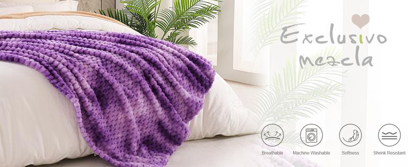 Exclusivo Mezcla Soft Fleece Throw decor  Blanket, Stylish Jacquard Throw Blanket for Couch or Bed, Fuzzy Cozy Lightweight for All Season